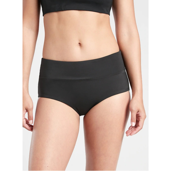 Athleta L black Malibu Swim Boyshort bottom bathing suit water medium rise beach - Picture 1 of 6